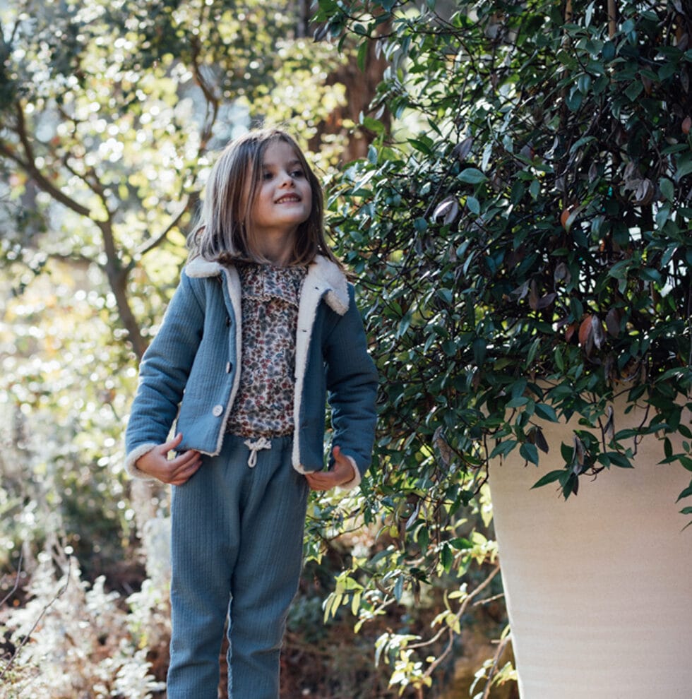 Epiko Manteau Veste enfant réversible bleu SAUGE Mode durable made in france et europe