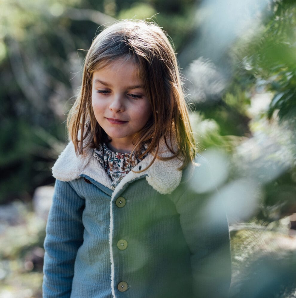 Epiko Manteau Veste enfant réversible bleu SAUGE Mode durable made in france et europe