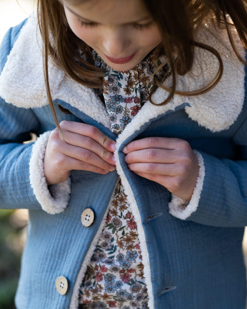 Epiko Manteau Veste enfant réversible bleu SAUGE Mode durable made in france et europe
