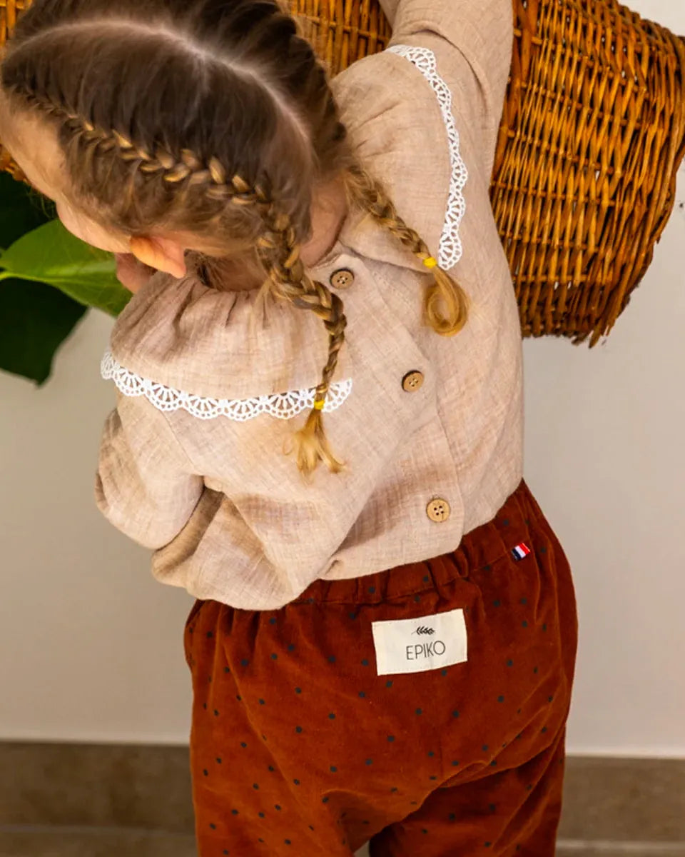 Epiko Pantalon Pantalon enfant velours réversible ARBOUSIER Mode durable made in france et europe