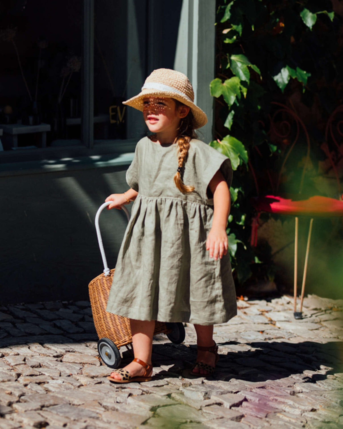 Epiko Robe Robe fille lin olive GARDENIA Mode durable made in france et europe