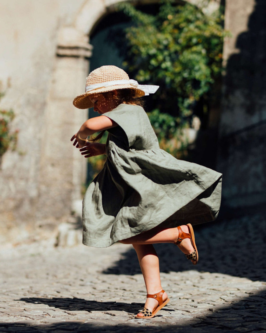 Epiko Robe Robe fille lin olive GARDENIA Mode durable made in france et europe