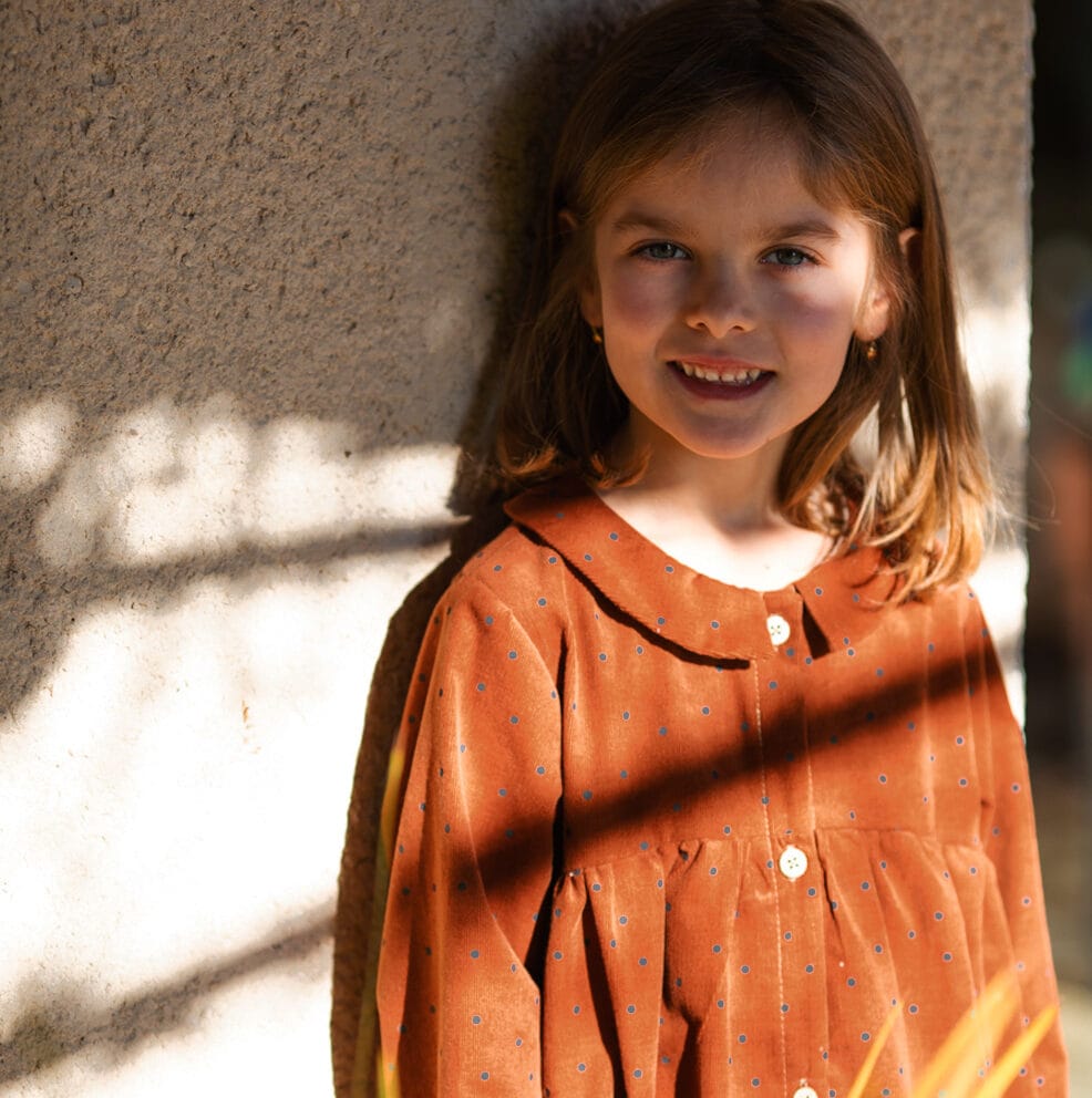 Epiko Robe Robe fille velours milleraie GAZANIA Mode durable made in france et europe