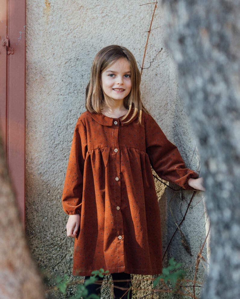 Epiko Robe Robe fille velours milleraie GAZANIA Mode durable made in france et europe