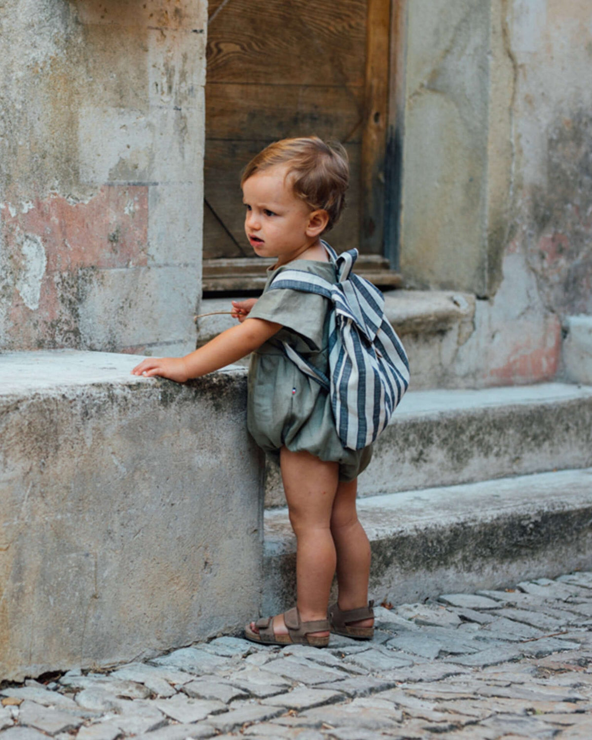 Epiko Sac à dos Sac à dos enfant en lin rayures GENET Mode durable made in france et europe