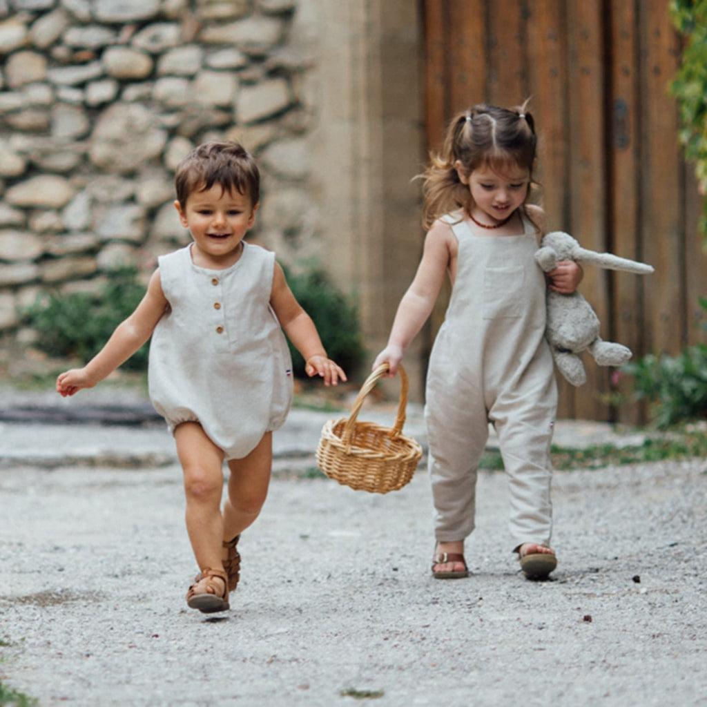 Epiko Salopette enfant lin naturel OLIVIER Mode durable made in france et europe