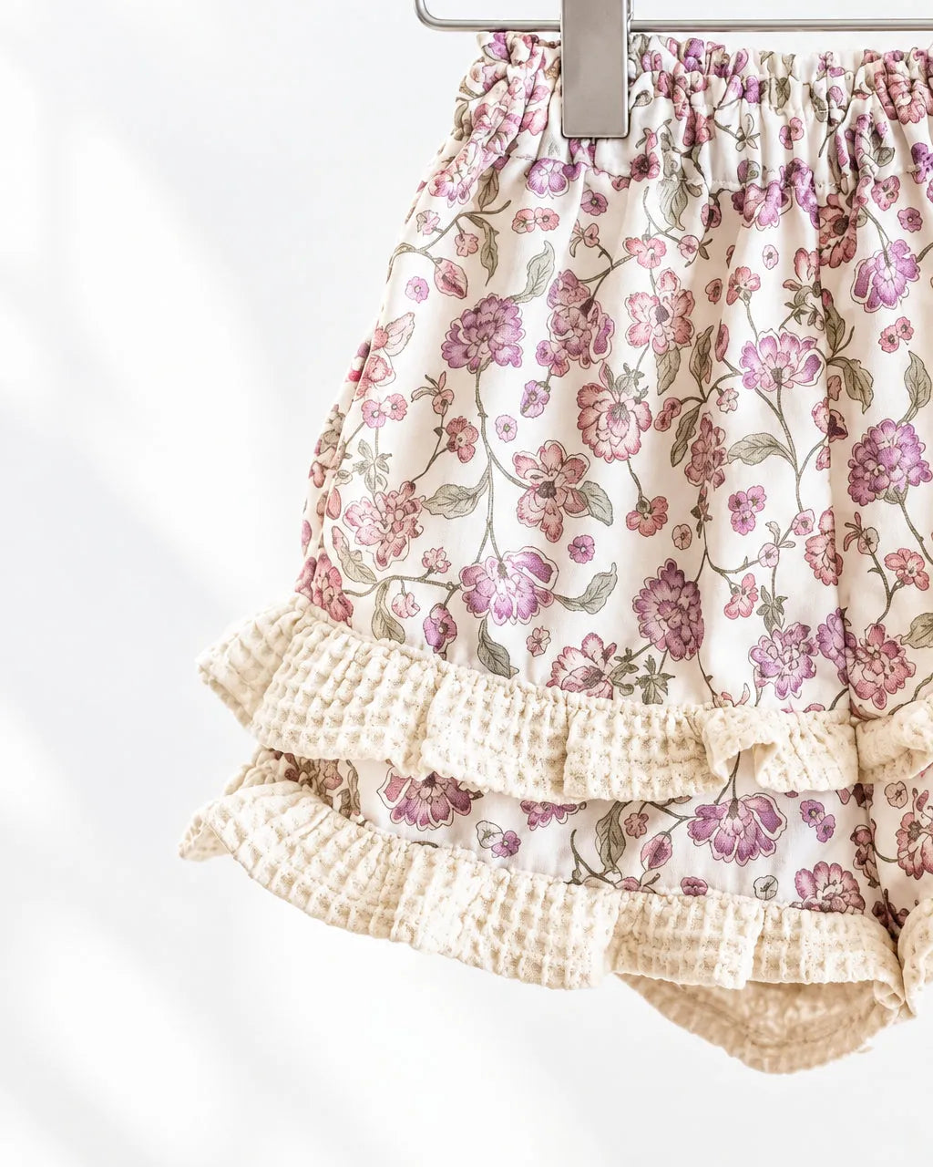 Epiko Short Short bébé coton bio fleuri lavande POIRIER Mode durable made in france et europe