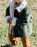 Veste enfant velours vert olive doublé sherpa SAUGE