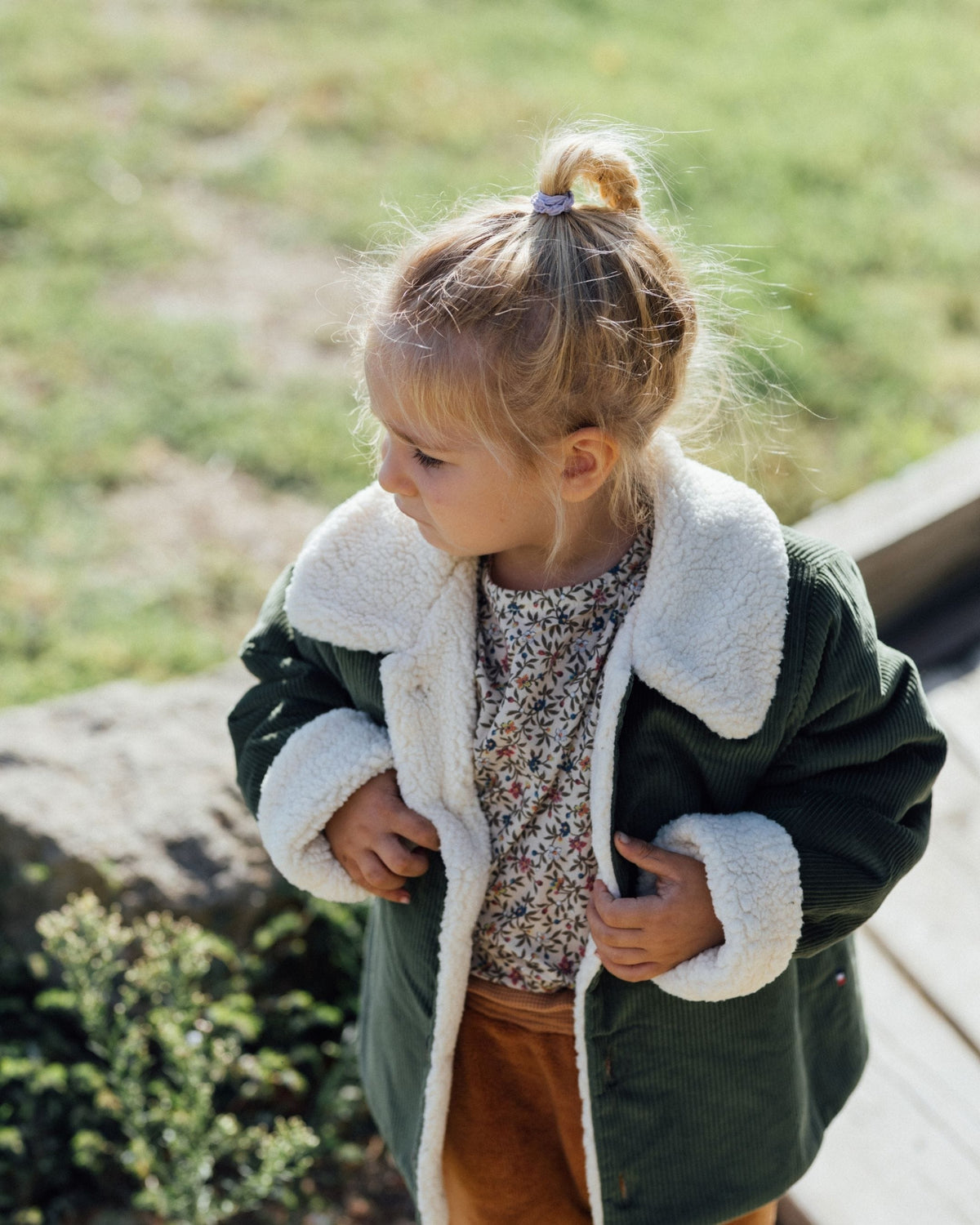 Epiko Veste Veste enfant velours vert olive doublé sherpa SAUGE Mode durable made in france et europe