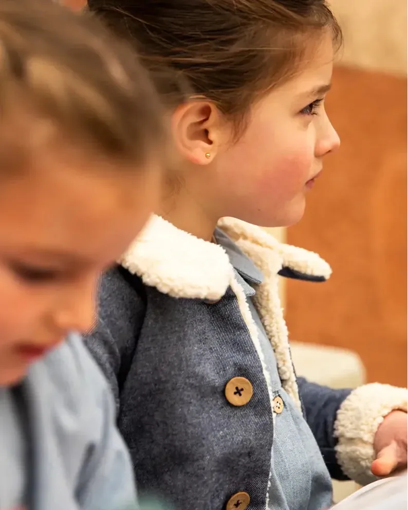 Epiko Veste Veste jeans enfant doublé sherpa SAUGE Mode durable made in france et europe