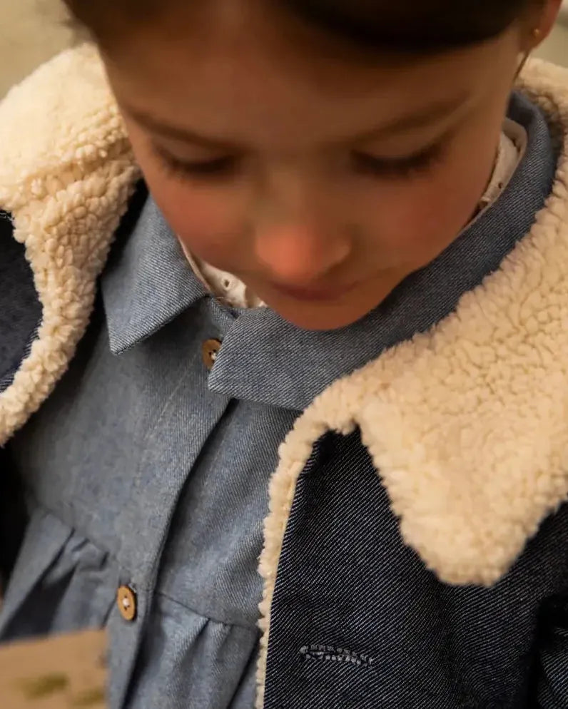 Epiko Veste Veste jeans enfant doublé sherpa SAUGE Mode durable made in france et europe