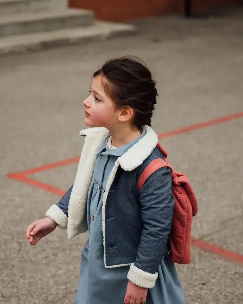Epiko Veste Veste jeans enfant doublé sherpa SAUGE Mode durable made in france et europe