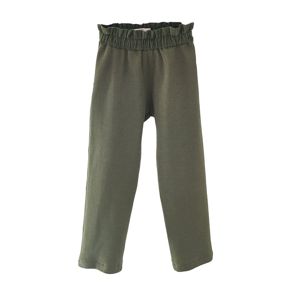 Pantalon bébé nid d’abeille olive AMANDIER