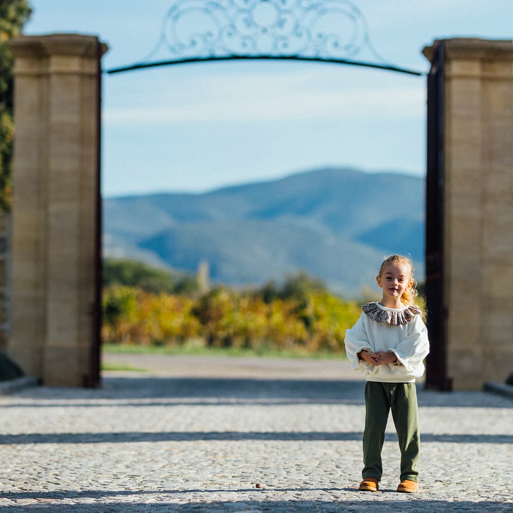 Pantalon bébé nid d’abeille olive AMANDIER