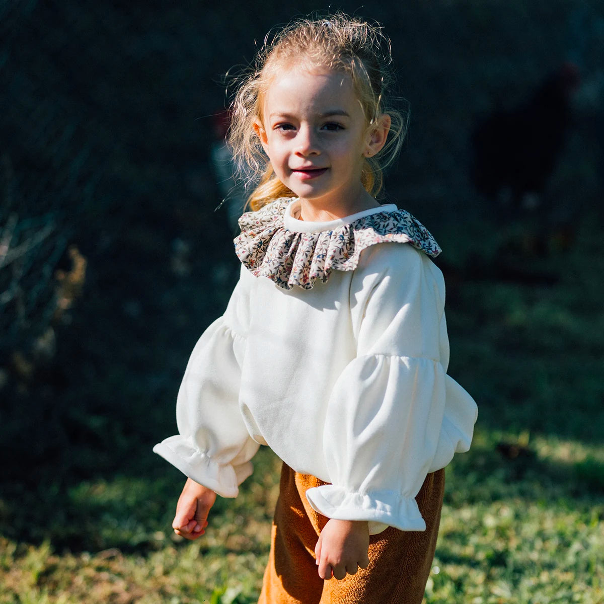 sweat enfant molleton col fleuri. Coton bio. made in Portugal