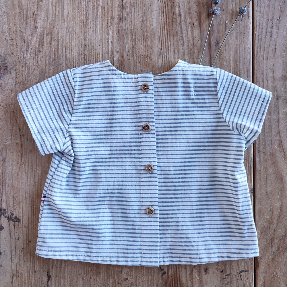 Top bébé rayures marin grises BASILIC