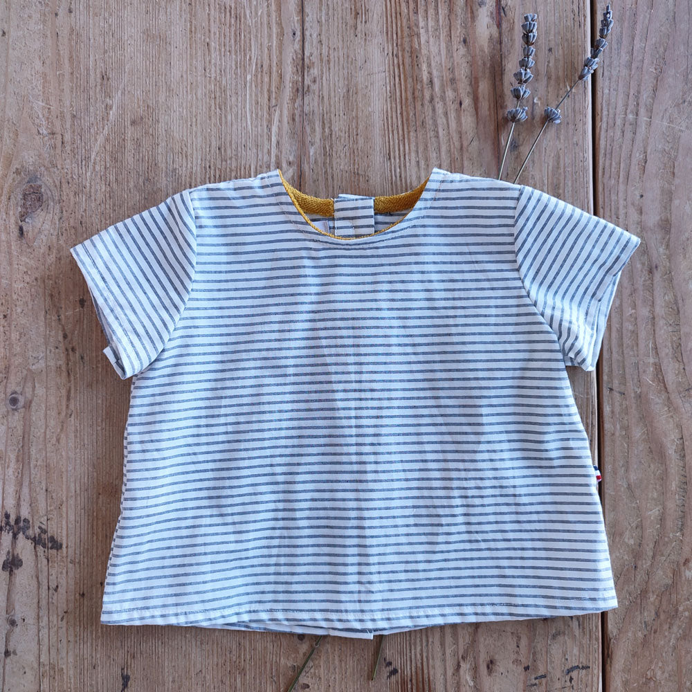 Top bébé rayures marin grises BASILIC